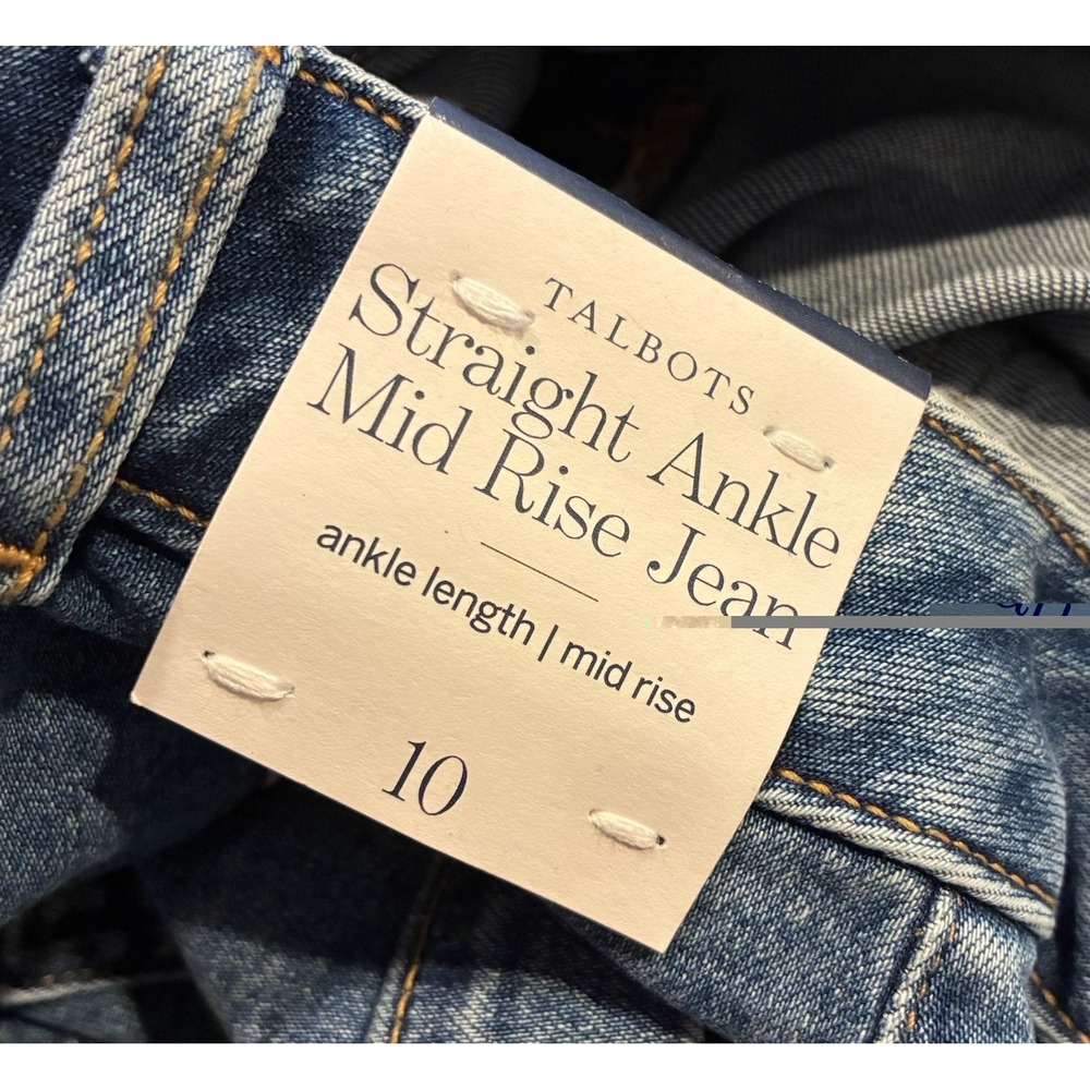 Talbots Jeans Blue Straight Ankle Mid Rise Medium Wash Denim Women's Size 10 NWT - Picture 7 of 7
